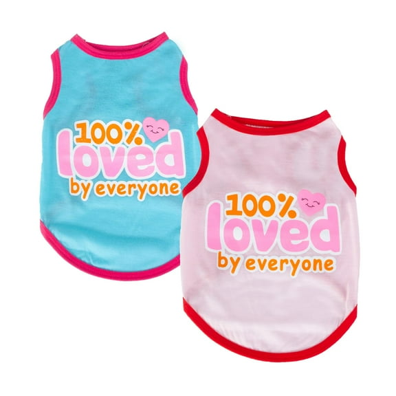 2PC Small Dog Vest,Soft Dog Shirts Vest,Dog's Cool T-Shirts Summer Clothes Outfit Costume for Cat Puppy Small Dog 100% LOVE XS