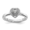 thumbnail image 5 of Auriga Fine Jewelry 925 Sterling Silver Heart Diamond Ring Size 6for Women, 5 of 7