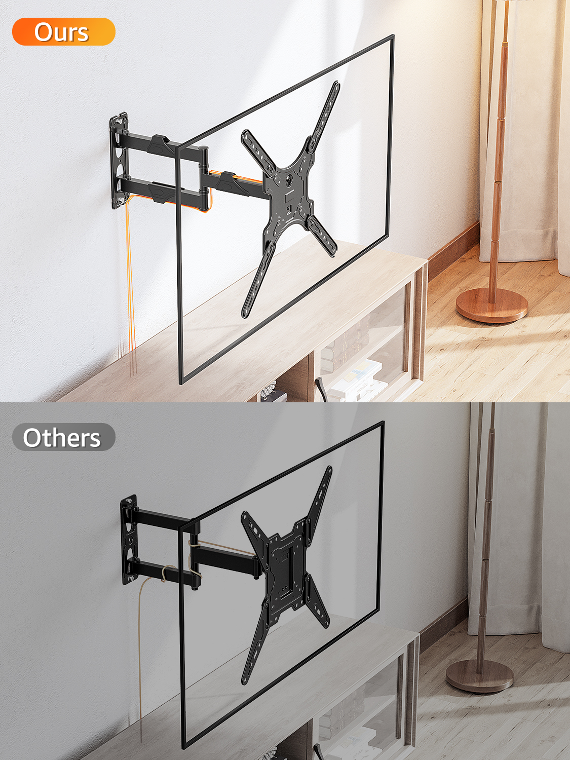 HOMOUNT Full Motion TV Wall Mount, 26–65 inch, 77 lbs photo 3