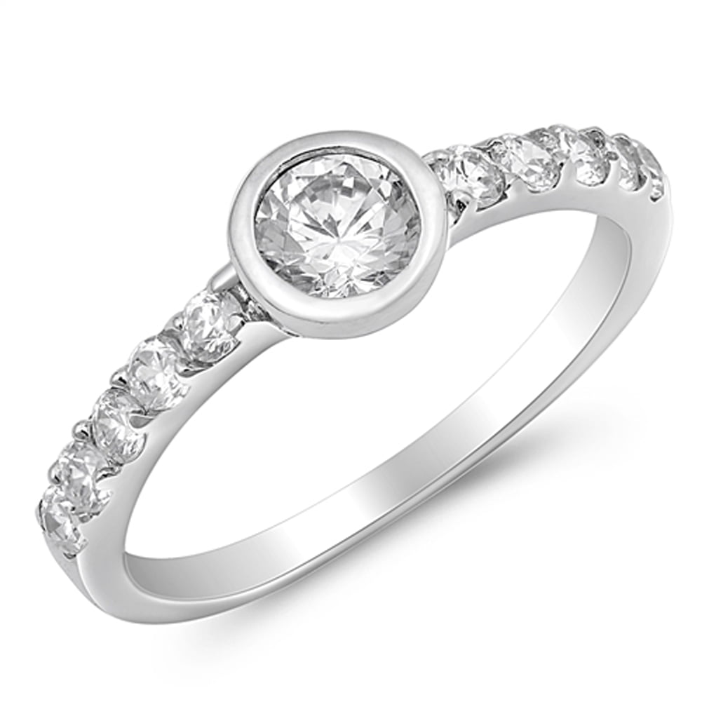 4mm/5mm Unique AAA CZ 925 Silver Band Women's Engagement Solitaire Ring Size 4-9 