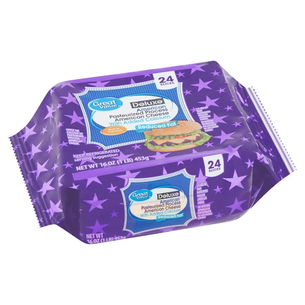 Great Value Deluxe American Pasteurized Process Cheese, 24 count, 16 oz
