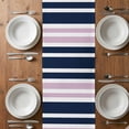thumbnail image 6 of Navy Blue Pink Striped Table Runner - 70 Inch Long, Kitchen Dining Table Runner Dresser Scarves, Modern Minimalist Ombre Lines Farmhouse Decor for Coffee Tables Wedding Party Banquet, 6 of 8