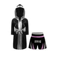 thumbnail image 2 of RUNQHUI Costume de Boxe pour Garçons Manches Longues Robe de Boxe et Shorts Muay Thai Ensemble 2 Pcs pour Arts Martiaux Rose&Argent 8, 2 of 6