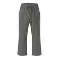 thumbnail image 7 of Capri Pants for Women 2026 Summer Drawstring Elastic High Waist Casual Capris Straight Wide Leg Cotton Linen Pants, Dark Gray 20" Inseam S, 7 of 7