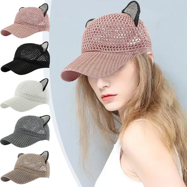 Gorra de béisbol de malla de poliéster | Gorro de sol de punto transpirable para deportes al aire libre, viajes, caminatas | Ajustable 56-58cm | Diseño ligero y duradero | Unisex | Blanco, Gris