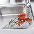 thumbnail image 2 of Lohuatrd Triangle Roll-Up Dish Drying Rack Foldable Stainless Steel Over Sink Organizer Space Saving Kitchen Sink Corner Drainer Storage Shelf Holder, 2 of 8