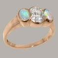 thumbnail image 2 of LBG British Made Solid 9k Rose Gold ring with Cubic Zirconia & Natural Opal Womens Engagement Ring - 33 size options - Size 9.75, 2 of 6