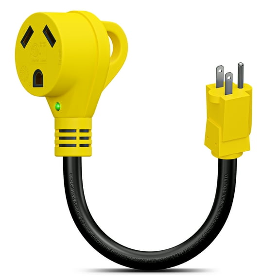 Leisure Cords 15 Amp Male to 30 Amp Female 12" Dogbone Adapter RV Electrical Converter Cord Cable