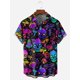 thumbnail image 3 of Camisas de moda con estampado floral de calaveras para hombre, divertidas camisetas de manga corta con estampado de calaveras en 3D, camisas hawaianas con solapa estampada para hombre, 3 of 5