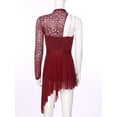 thumbnail image 5 of Miutii Womens Girls Single Long Sleeve Lace Splice Lyrical Dance Costume Ballet Leotards Ballroom Burgundy XL, 5 of 8