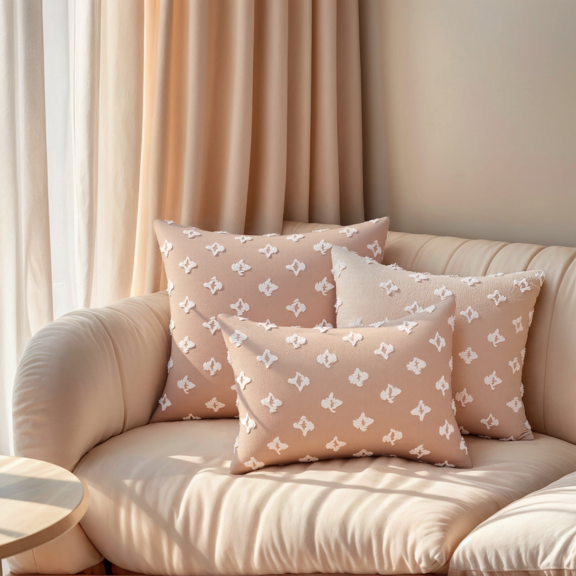 Unique Bargains 2 Pcs Jacquard Decoration Throw Pillow Cover Beige 12" x 20"