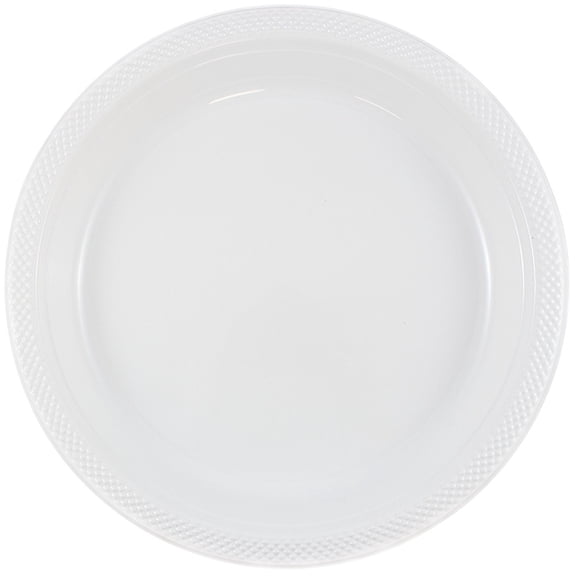 JAM Paper Bulk Round Plastic Party Plates, White, 200/Box, Small, 7"