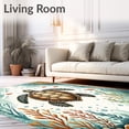thumbnail image 2 of ODIKA 6'x9' Machine Washable Non-Slip Area Rug, Floor with Non Skid Support and Artistic Sea Inspired Print High Traffic Rug, Brown, 60370, 2 of 7