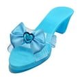 thumbnail image 4 of Dualoai Princess Dress up Shoes Dress up Kids Heels Decoration Shiny Versatile Toy Jelly Sandals for Girls for Birthday Childrens Day blue with bows, 4 of 9