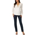 thumbnail image 2 of INSPIRE CHIC Women's Lace V Neck Long Sleeve Simple Casual Tops Fall Winter Fashion T Shirt, 2 of 4
