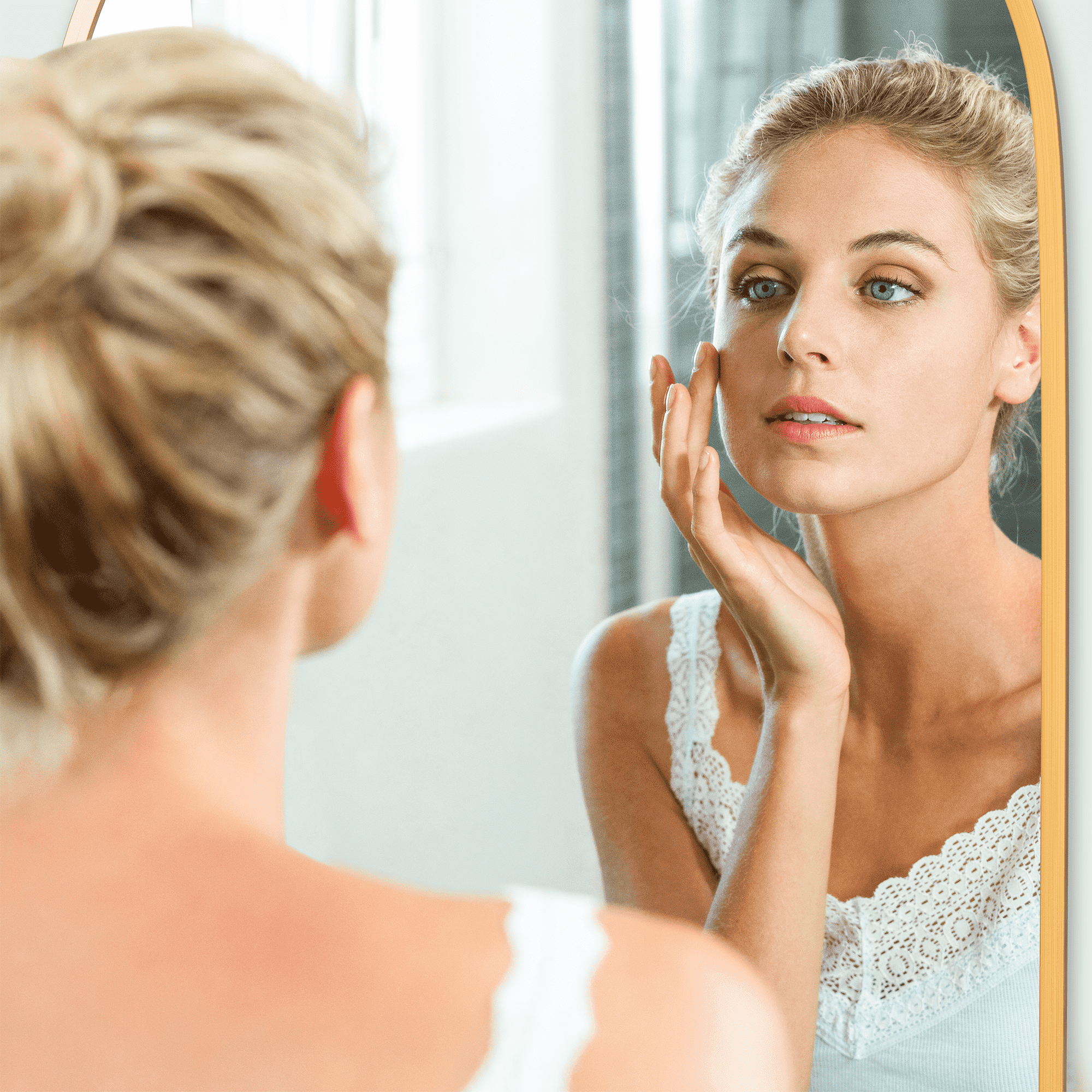 MAYEERTY 30x27 Wall Mounted Vanity Mirror Modern Bathroom Vanity Mirror for Bedroom