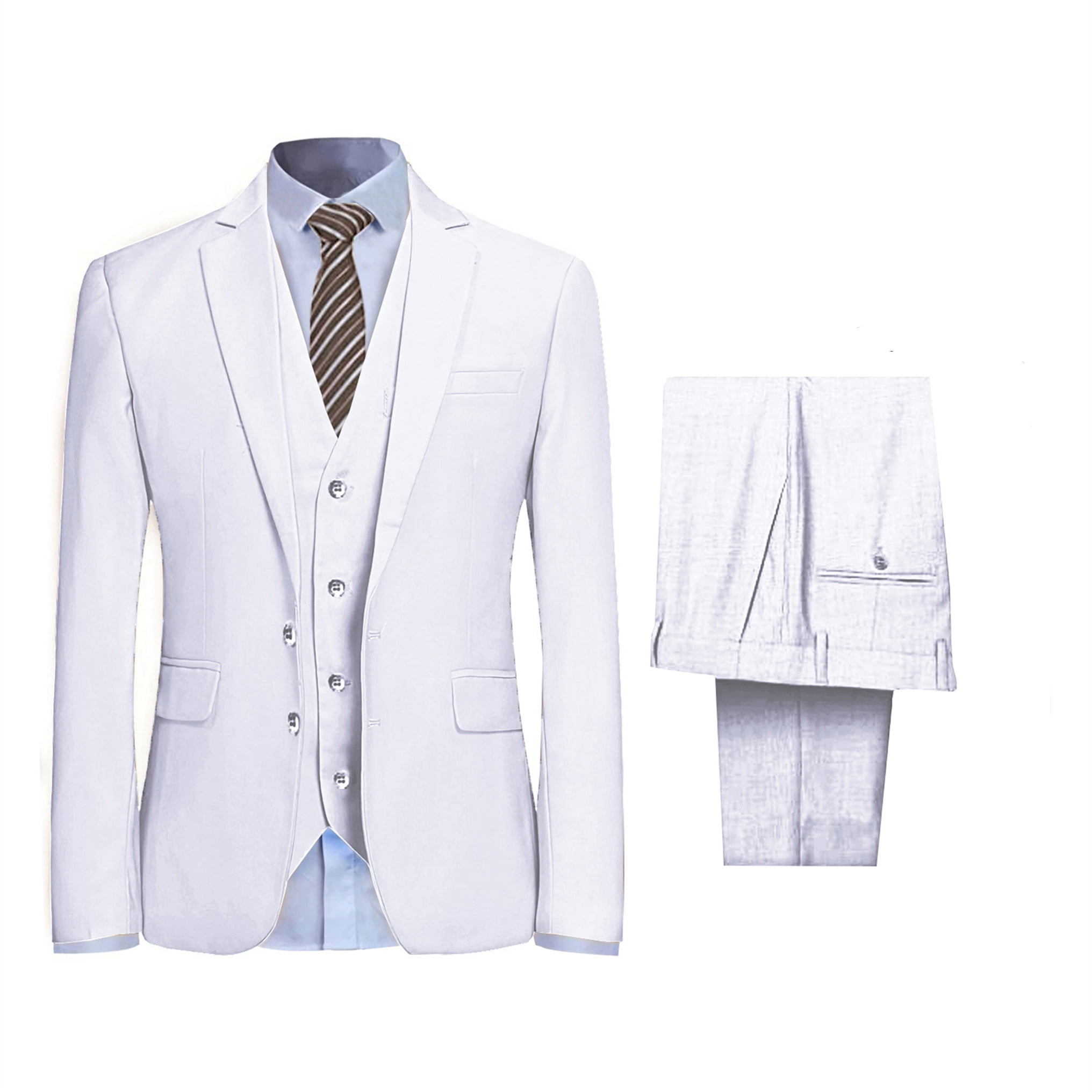 Wehilion Men's Suit Slim Fit 3Piece Suit Casual Blazer Business Wedding Party Jacket Vest Pants