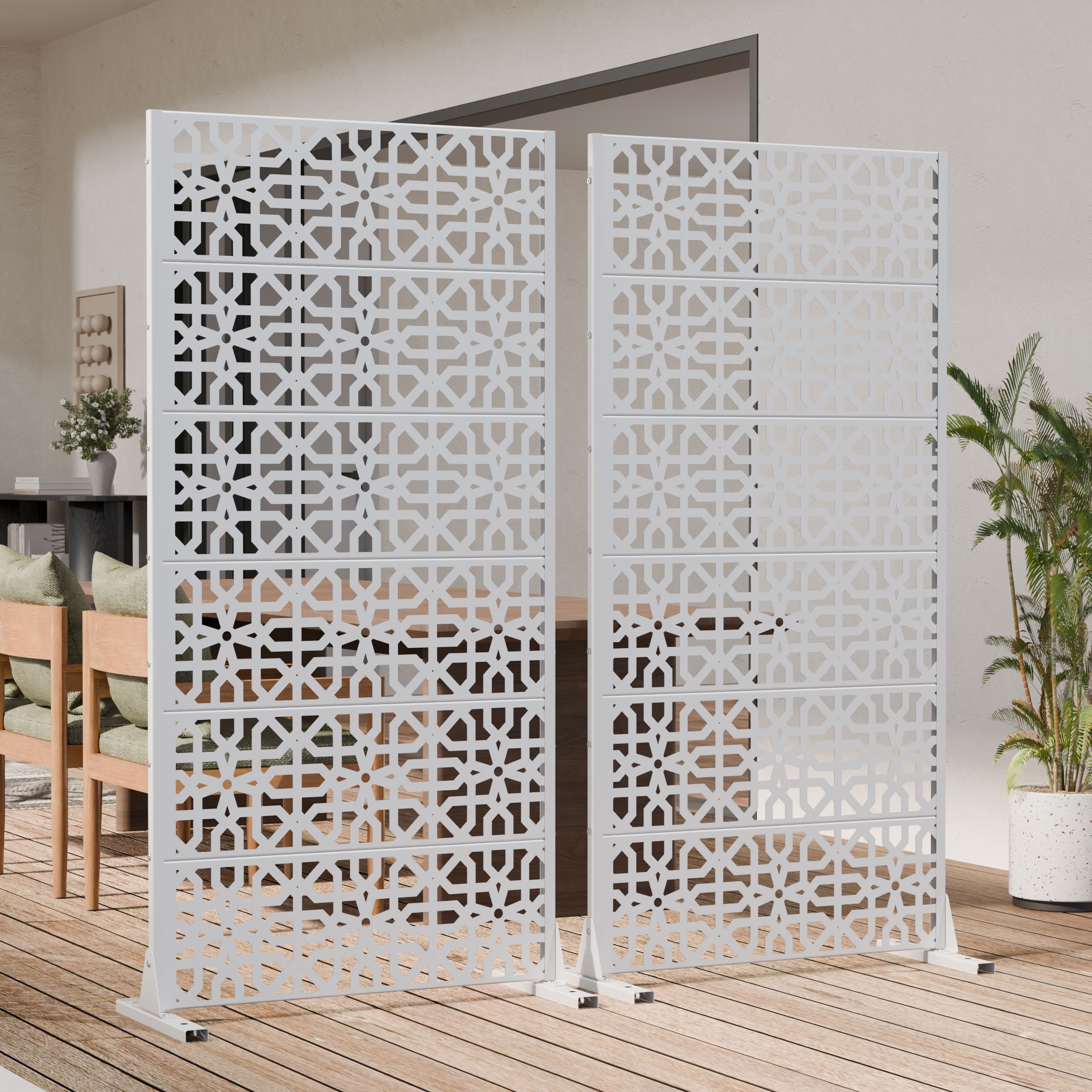 MAYEERTY 72*35in Outdoor Privacy Screen, Metal Privacy Panel, Privacy Divider for Patio, Balcony, Backyard, Garden