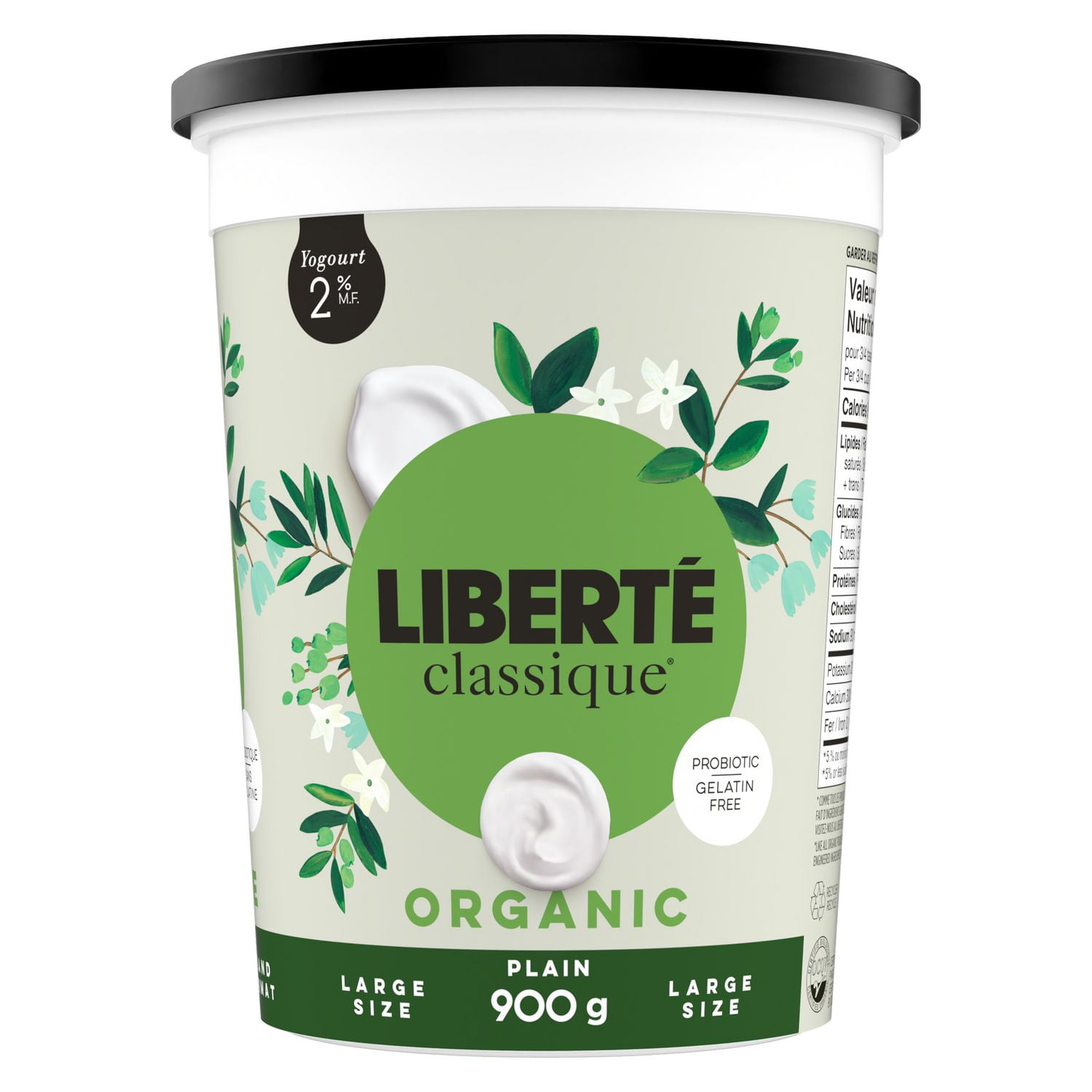 Liberté Classique Biologique Nature 2% MG Yogurt