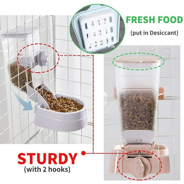 HSHDLDF Rabbit Food and Water Bowls Set Automatic Bunny Feeder Food Dish Small Animal Bin Feeder with Lid for Bunny Cat Ferret Chinchilla Guinea Pig Walmart