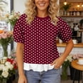 thumbnail image 5 of Fewfanhot Womens Tops Puff Sleeve Crewneck T Shirts Dressy Casual Blouses Spring Outfits Fashion Clothes, 5 of 7