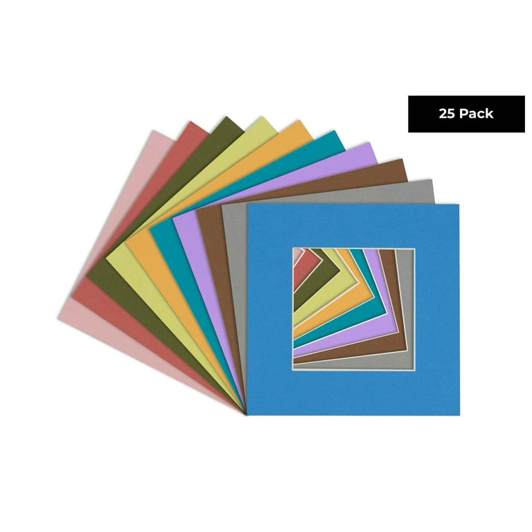 Mixed Colors 12x12 White Picture Mats with White Core for 8x8