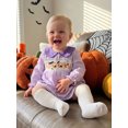 thumbnail image 5 of RUINIXCW Toddler Baby Girl Halloween Dress Outfit Little Baby Girls Fall Smocked Dress Clothes Funny Ghost Pumpkin Spider Embroidery  Doll Collar Long Sleeve Gingham Plaid Dress, 5 of 9