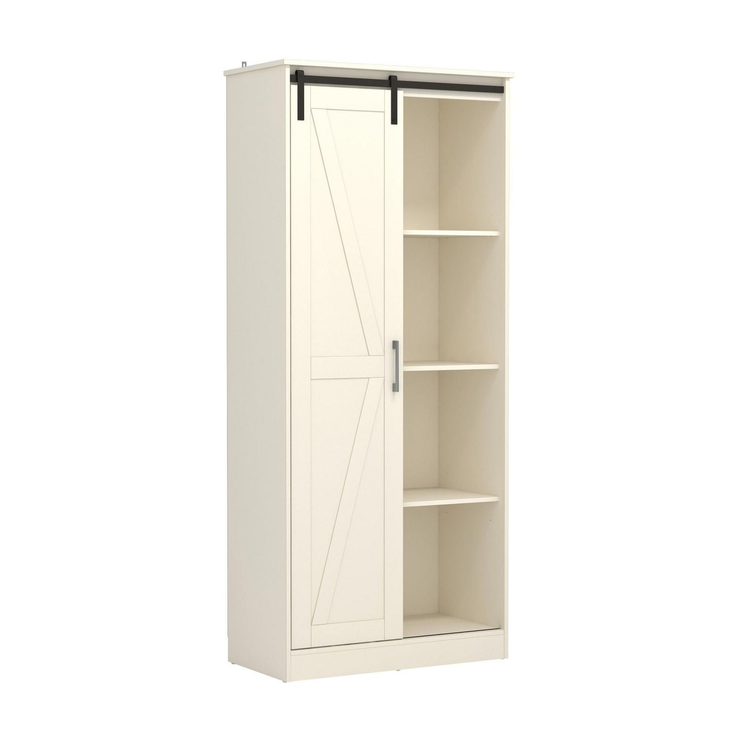 Hillsdale Shelton Wood Kitchen Pantry with 1 Sliding Barn Door