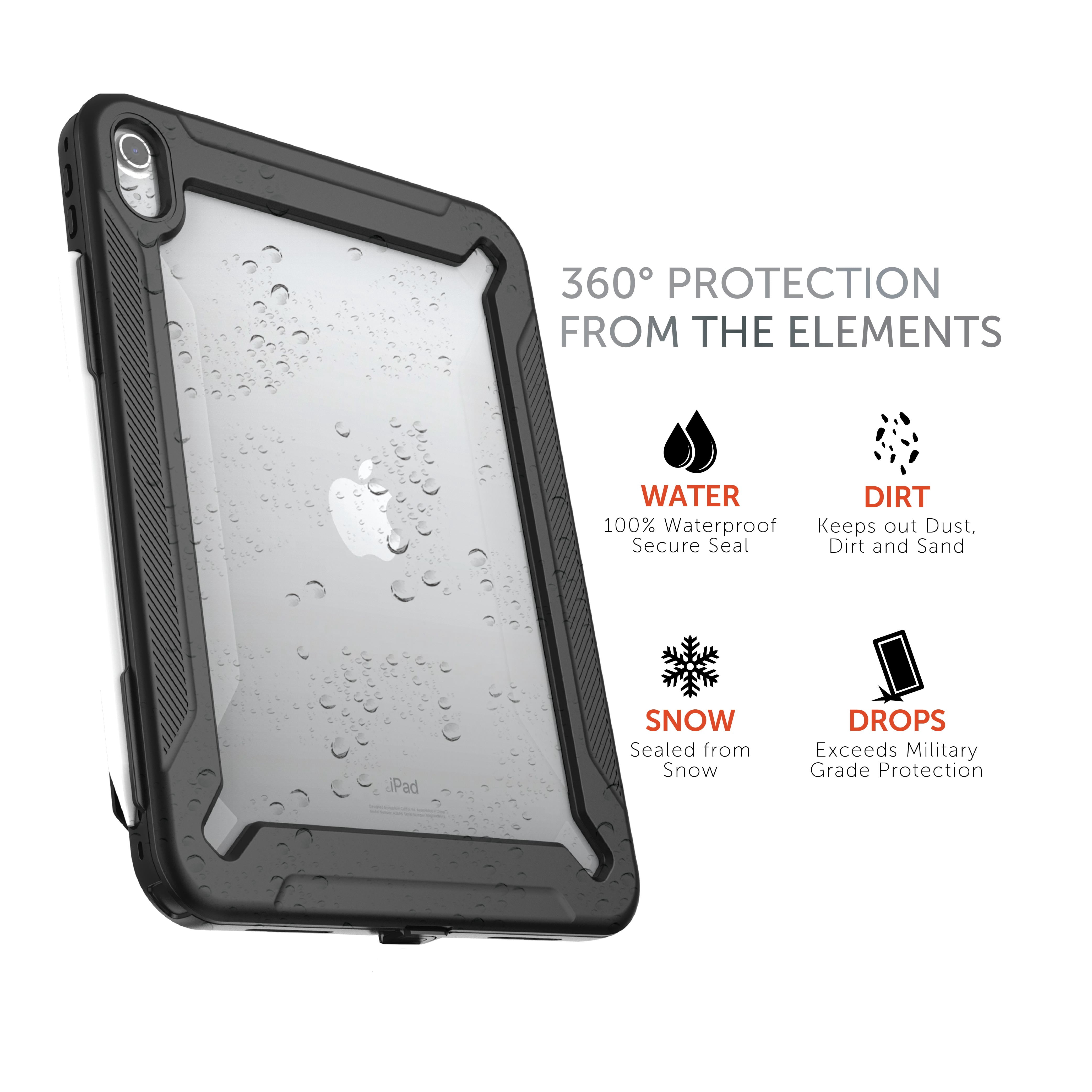 Body Glove Tidal Waterproof Tablet Case for iPad (A16) / iPad (10th generation) - Black/Clear