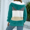 thumbnail image 4 of Nokdvo Womens Sherpa Fleece Jacket Soft Comfy Zip Up Hooded Color Block Patchwork r Cardigan Long Sleeve Drawstring Casual Coats with Pockets,Green L, 4 of 6