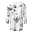 thumbnail image 4 of Babysbule Printed Loose 3/4 Sleeves Round Neck Casual Blouses & Tops Women's, 4 of 5
