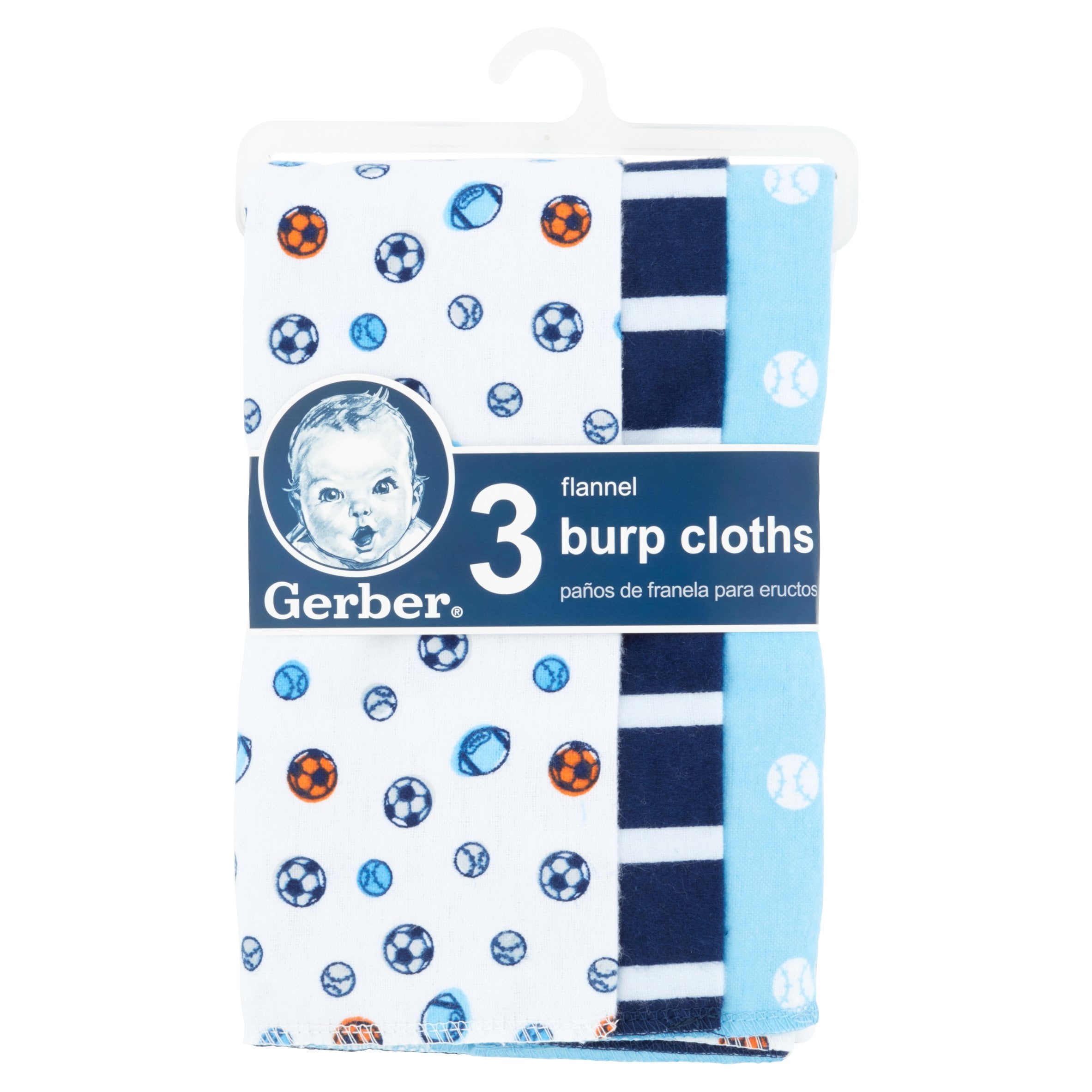 Gerber Flannel Burp Cloths, 3 count