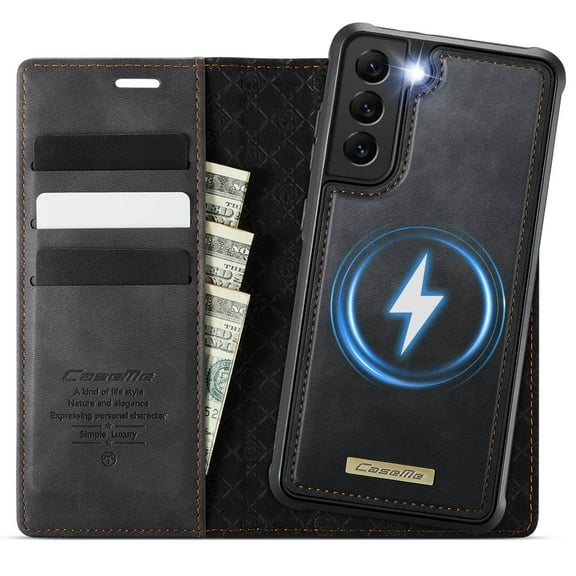 Magnetic 2 in 1 Detachable Wallet Case for Samsung Galaxy S22 with Card Holder Women Men, Retro PU Leather【RFID Blocking】Kickstand Shockproof Cover
