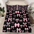 thumbnail image 2 of jejeloiu Cartoon Bow Knot Twin Sheet Sets,Pink Black Bowknot Bedding For Girl 3pcs, 2 of 7