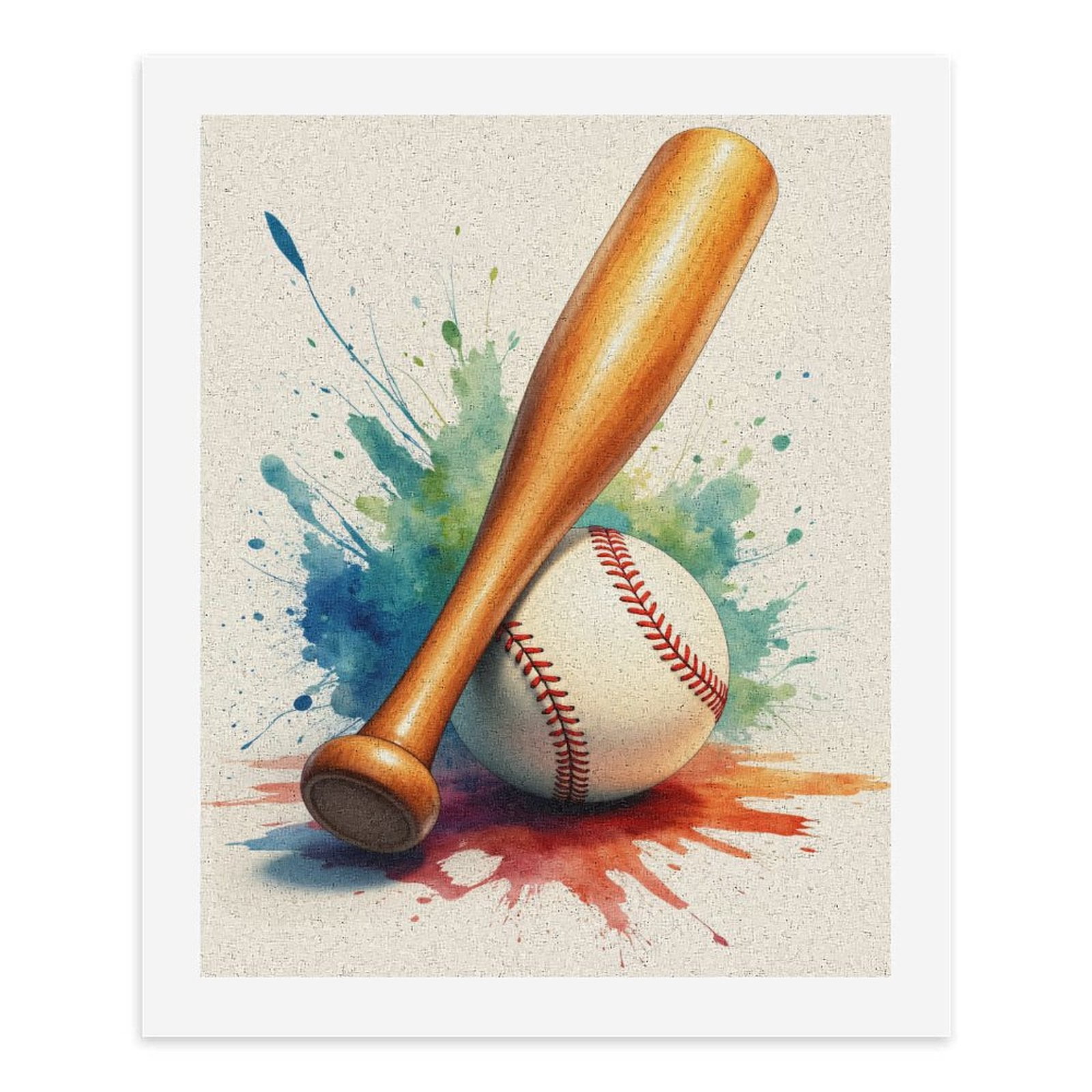 Paint by Numbers Kit for Adults, Baseball Bat Art Splatter Paint by Numbers, Easy Paint by Numbers Kit for Adults Beginner, DIY Adult Paint by Number Kits on Canvas, Home Decor