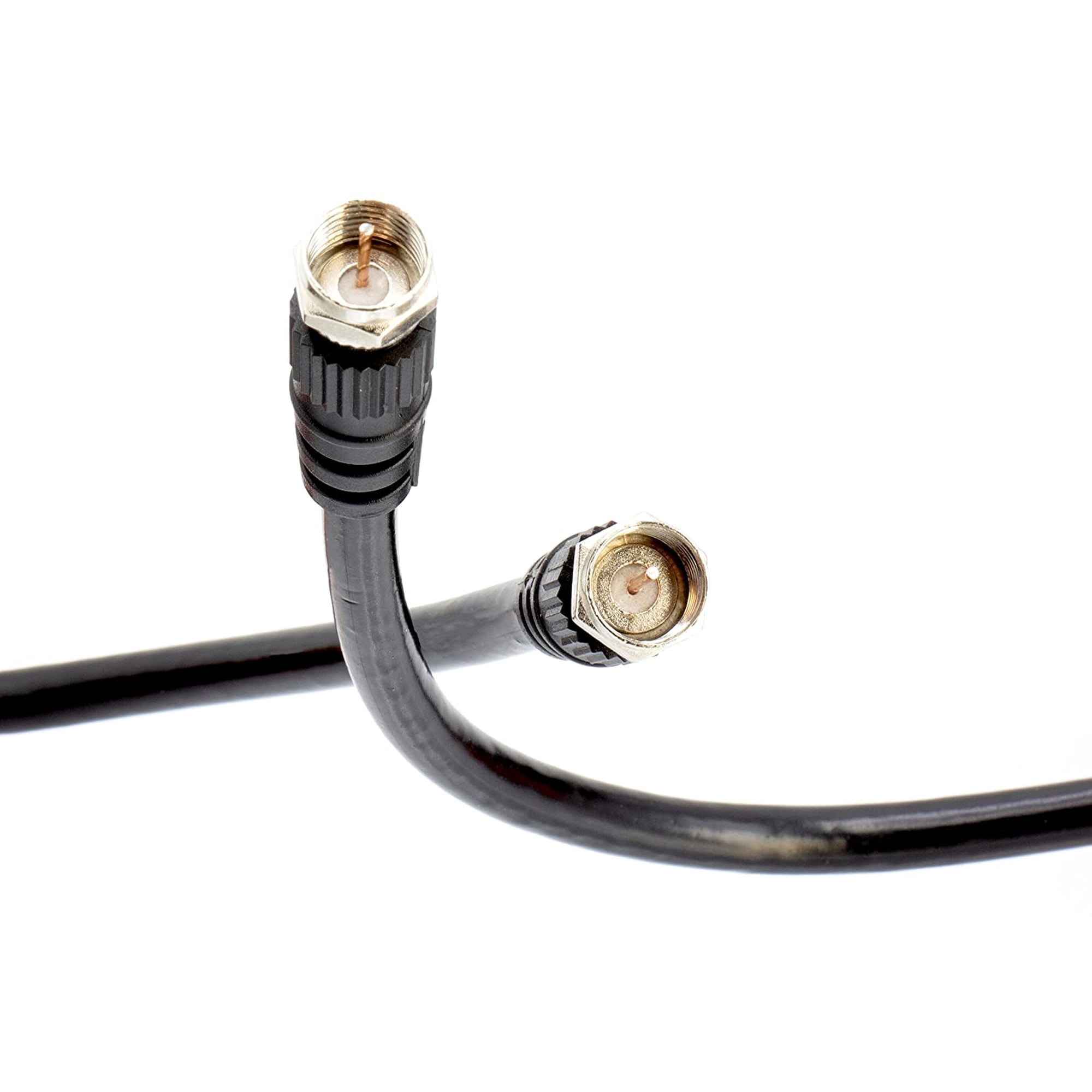 Coaxial Cable (Coax Cable) 100ft with Easy Grip Connector Caps- Black - 75 Ohm RG6 F-Type Coaxial TV Cable - 100 Feet Black