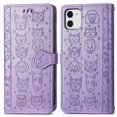 thumbnail image 2 of Funda Cartera FOXDOCK para iPhone 12 Mini , Flip PU con Relieve de Gatos y Perros, Tarjetero y Soporte, 2 of 6