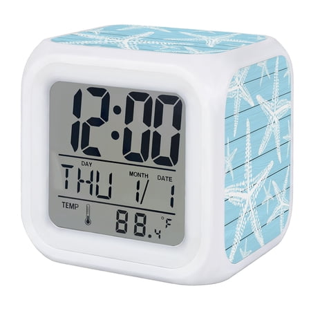 Alarm Clocks Blue Wood Grain Starfish Digital Clock 7 Color LED Night Light Silent Non Ticking Alarm Clocks Blue Wood Grain Starfish Digital Clock 7 Color LED Night Light Silent Non Ticking - da