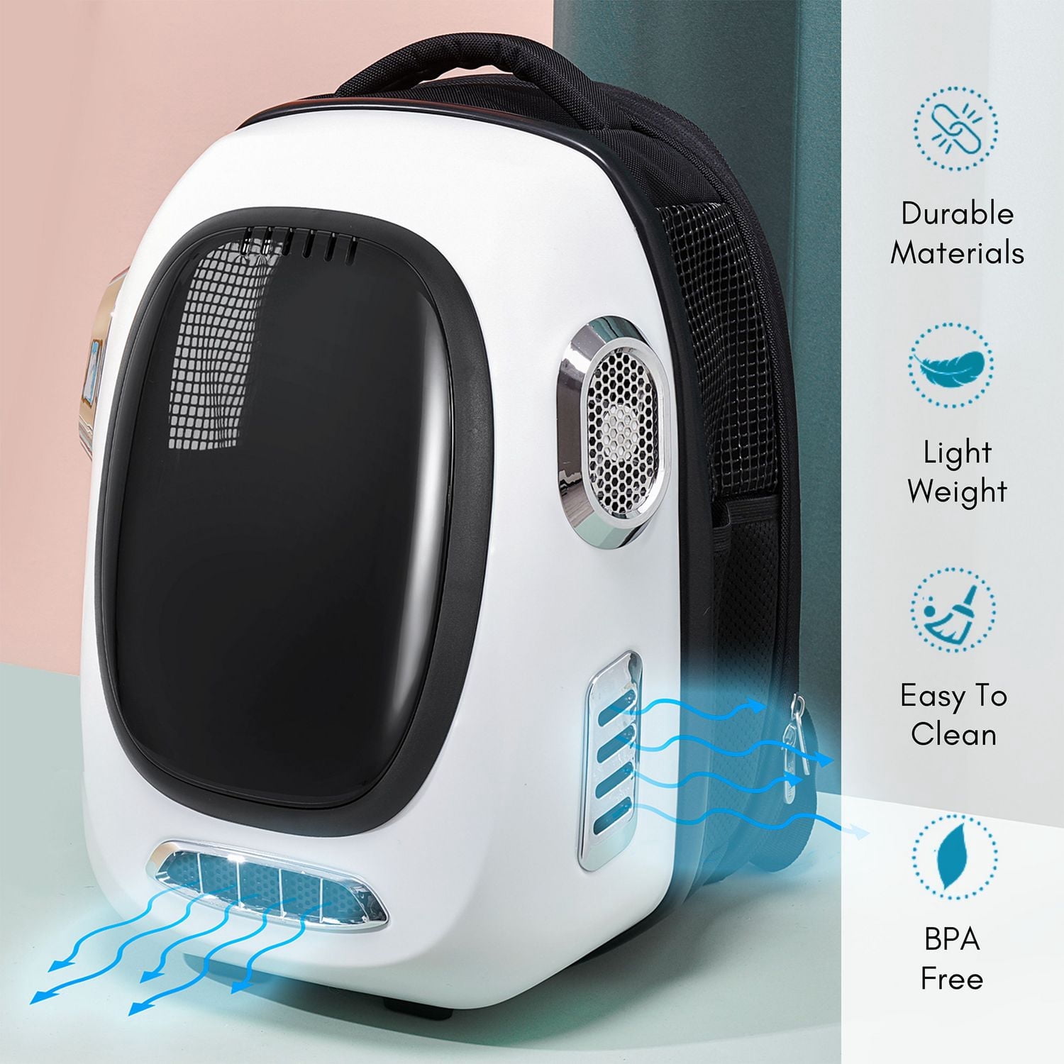 INSTACHEW Trekpod Smart Pet Carrier Backpack pour chats, petits chiens et chiots jusqu'à 17 livres, pour la randonnée et l'extérieur (blanc)