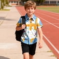 thumbnail image 6 of Guluxicc Button Up Shirts for Kids Boys Short Sleeve Geometric Print Casual Summer Turndown Collar Tops with Pockets, 6 of 8