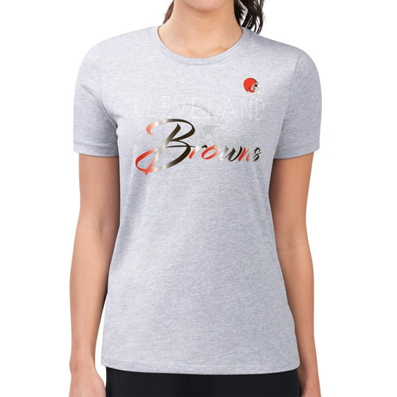 Women's G-III 4Her by Carl Banks  Gray Cleveland Browns Super-Slim Fit Lightweight Shadow Logo T-Shirt