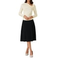 thumbnail image 2 of INSPIRE CHIC Women's Long Sleeve Tops Casual Fitted Asymmetric Neck Knot Ruched Top S Beige, 2 of 6