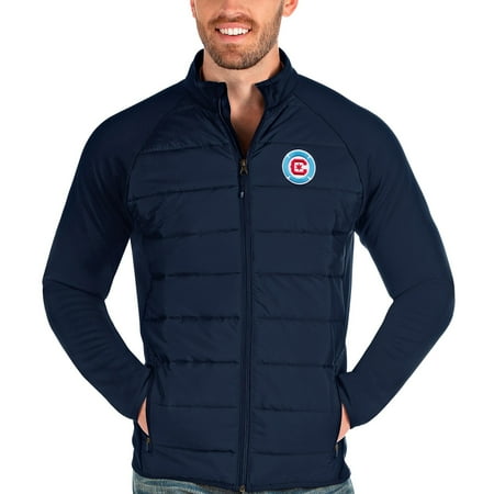 Men's Antigua Navy Chicago Fire Logo Altitude Quilted Full-Zip Jacket