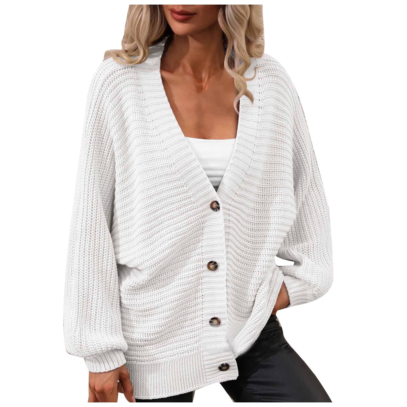 PRINxy Shirts for Women Women Casual Oversize Solid Knitting Buttons Hollow  Out Tops Long Sleeve V-Neck Sweaters for Women Autumn Winter Fashion Open 