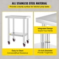 thumbnail image 3 of VEVOR Mesa de Trabajo de Acero Inoxidable de 60,9 x 45,7 x 91,4 cm, Estante Ajustable de 3 etapas con 4 Ruedas, Mesa de Trabajo Comercial Resistente con Freno para la preparación de la Cocina VEVOR commercial-work-tables, 3 of 8