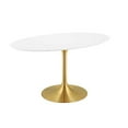 thumbnail image 2 of Modway Lippa 60" Oval Wood & Metal Dining Table in Gold and White, 2 of 8