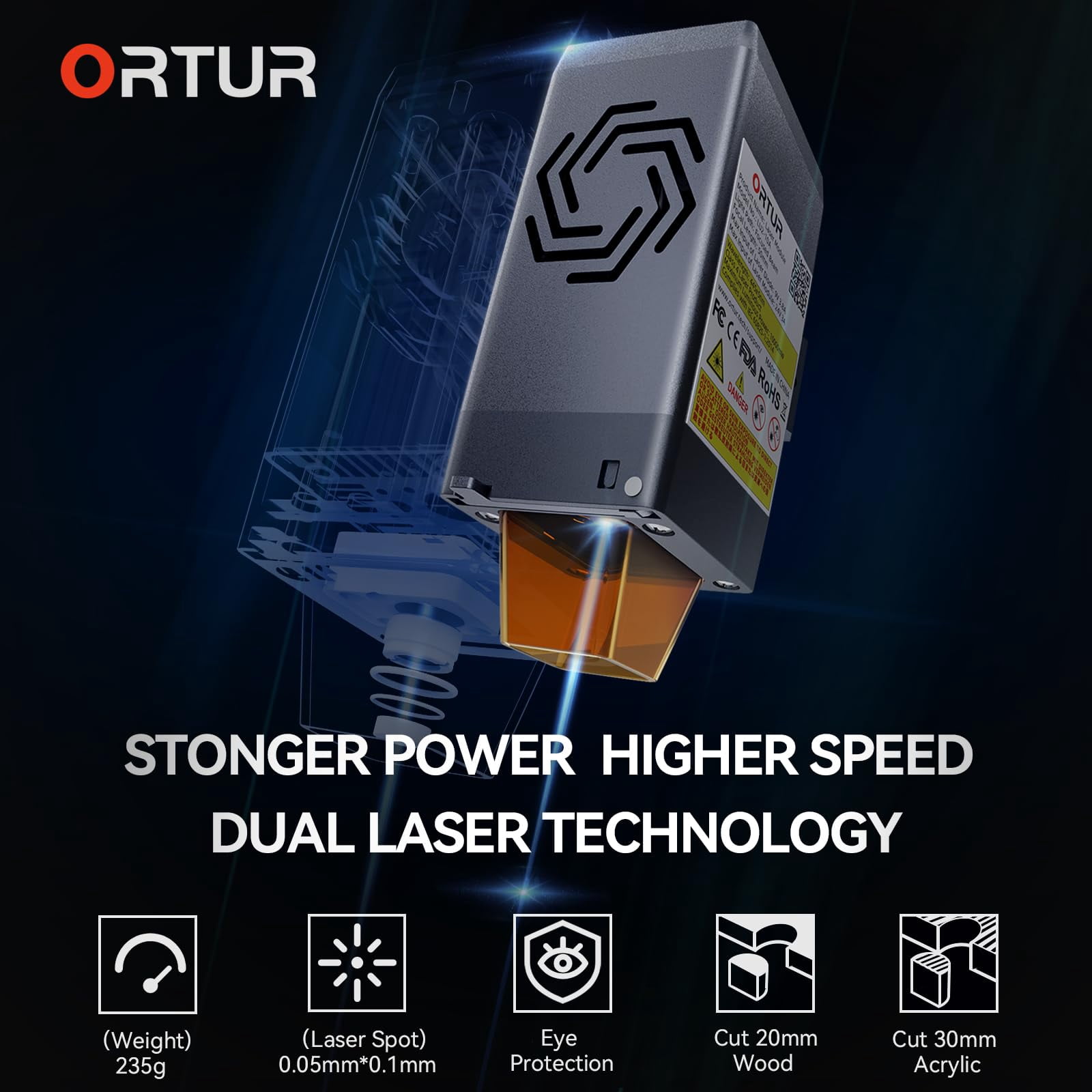 Laser Engraver, ORTUR Laser Master 3, 10000mW Higher Accuracy Ortur Laser Cutter, 20000mm/min Engraving Speed and App Control Laser Cutter for Wood and Metal