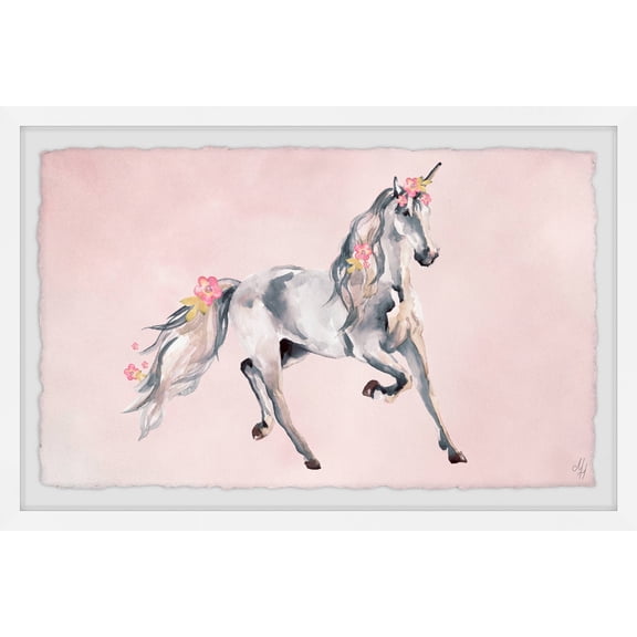 Marmont Hill Pink Unicorn Dream Framed Wall Art, 12.00" x 1.50"
