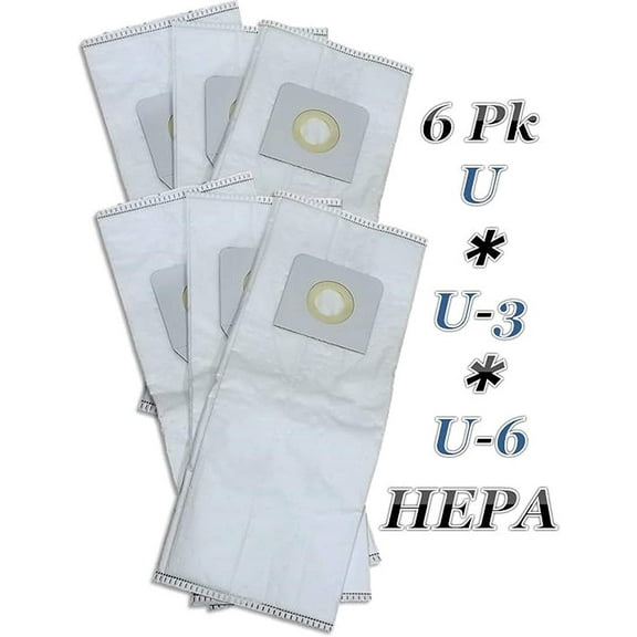 Hepa 6 PK Replacement for Panasonic Type U, U-3, U-6 Upright Vacuum Cleaner Bags