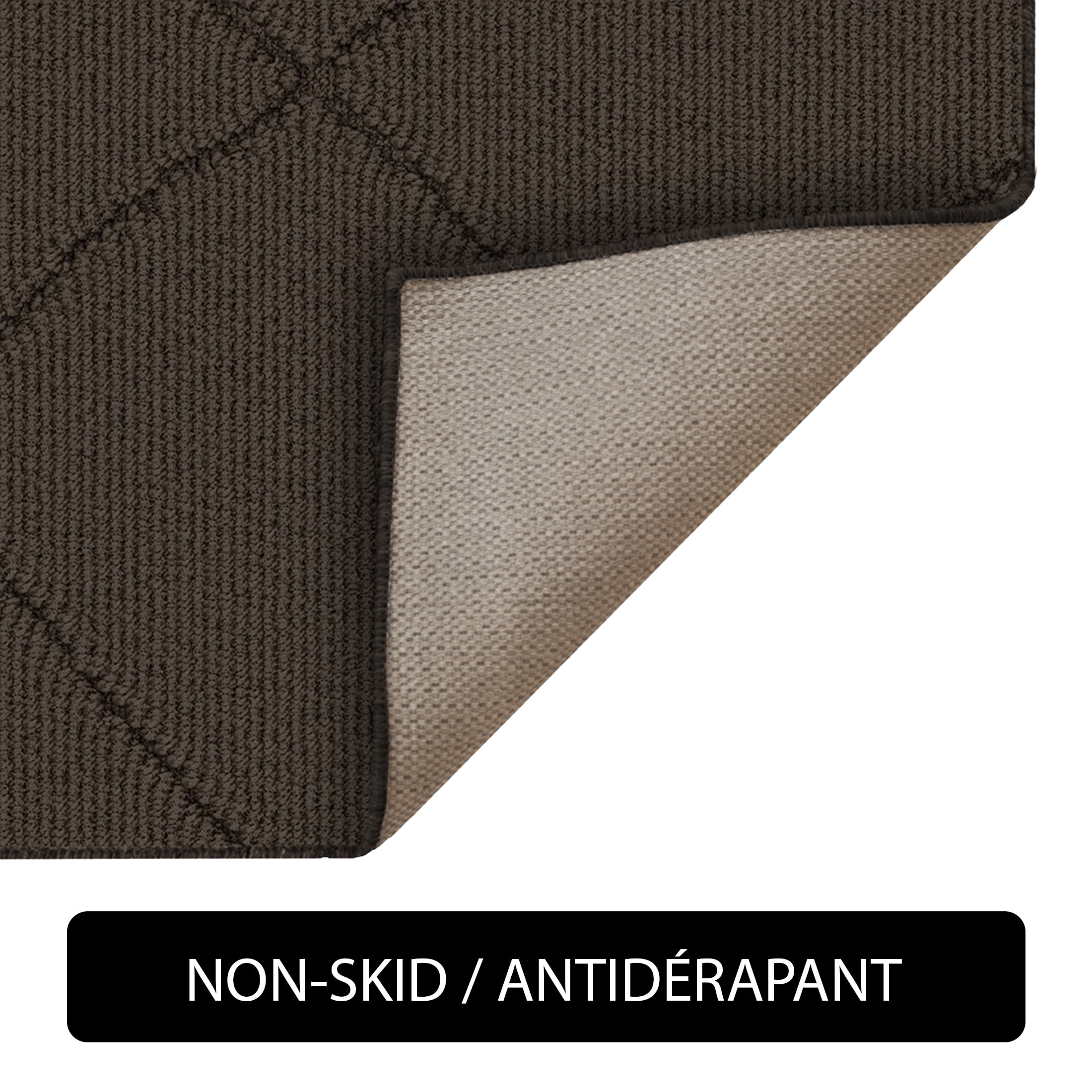 Mainstays Indoor Modern Geometric Machine Tufted Dark Brown Runner Rug,  2' x 7', Machine Washable, Non-Skid Backing